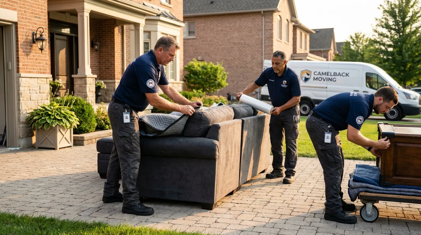 Large estate moving crew wrapping furniture in Braddock Heights, MD