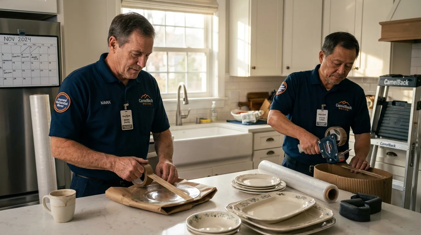 Professional crew packing kitchen dishware in Braddock Heights, MD